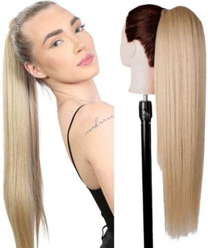 Ser Mulher Extension Coda Di Cavallo MARILIA | Facile da applicare | Look naturale 100% | Termofibra resistente | Capelli Lunghi e Lisci, 70 cm TERMOFIBRA (K16 Natural Blonde)