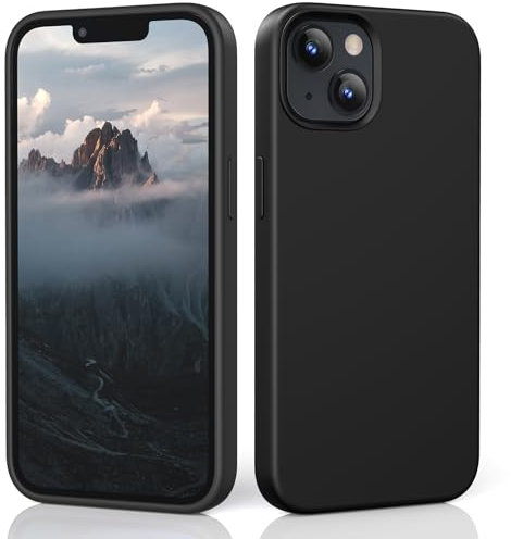 TIIXXE Silicone Case Compatible with iPhone 13 Case Soft Ultra Slim Protective Shockproof Liquid Silicone Phone Case,Anti-Scratch Microfiber Lining, 6.1 Black