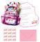 BETESSIN 12x Einschulung Einladungskarten Mädchen Rosa - Einschulung Karten mit Umschlägen - Einschulung Einladungen für Mädchen Einschulungsfeier uvm.