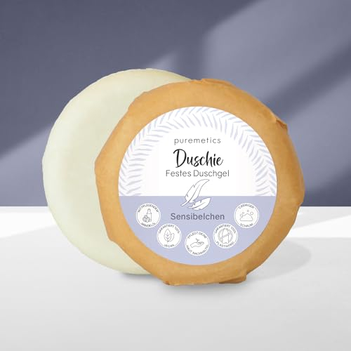puremetics Duschie ‘Verschiedene Sorten‘ | Festes, nährendes Hydra-Duschgel | Feste Dusche | Festes Duschgel | 1 Stück 60 g (Sensibelchen)