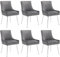 Esszimmerstuhl Set mit vertikalen Streifen, Gepolsterter Sessel, Metallbeinstuhl mit Metallgriff, moderner Loungesessel, Schlafzimmer-Wohnzimmerstuhl (6, Grau/Silber Metallbeine)