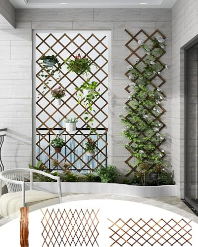 LTSRLL Traliccio Espandibile in Legno Resistente - Robusto Supporto per Piante Rampicanti E Verdure - Griglia da Giardino in Legno Naturale - Recinzione Decorativa per Pareti Interne(H151)