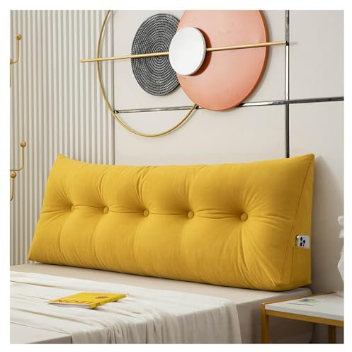 CJJZFO Rückenkissen Lesekissen für Bett und Sofa, Keilkissen, Rückenpolster für Die Wand, Sitzkissen, Wandkissen, mit Waschbarem Bezug, Ideal zum Anlehnen im Bett(Yellow,100 * 50 * 20cm)