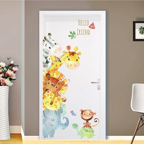 Niedliches und farbenfrohes Vinyl-Aufkleber-Set mit Cartoon-Tieren für kreative Dekoration im Kinderzimmer