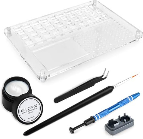 RunJRX Estación de lubricación acrílica para interruptores de Teclado 40, GPL 205G0, abridor de interruptores de Teclado, Kit de lubricación para interruptores de Teclado mecánico (6 Piezas)