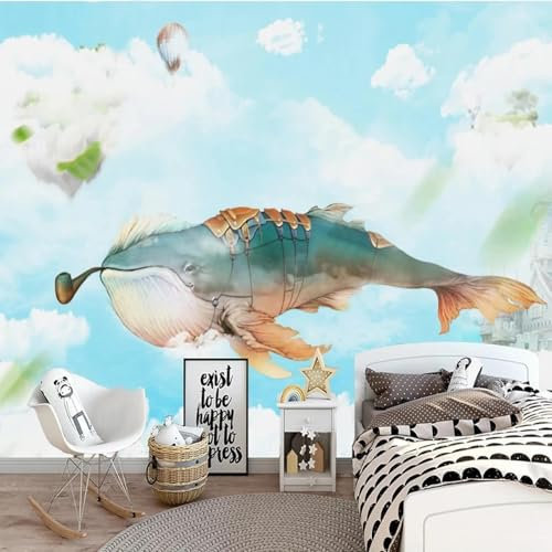 HBYUEHAN Nordic kreative Aquarell Ozean Wal Kinderzimmer 3D Foto Tapete Mode Kunst Poster Wohnzimmer Hintergrund Wandbild