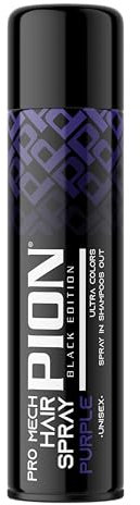 Pion Black Edition Pro Mech Purple Temporary Hair Color Spray 150 ml - Ultra Colors, Spray Colorant Semi-Permanent Violet, Shampoing Vaporisateur, Unisexe, Pour Usage Domestique et Quotidien