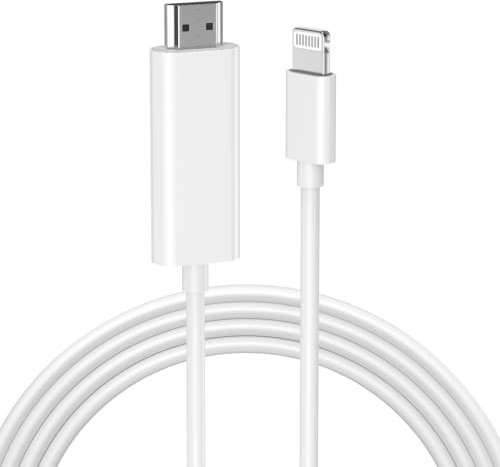 [Apple MFi Certified] Apple Lightning to HDMI Cable Adapter for iPhone to TV, 1080P Lightning to Digital AV Adapter Sync Screen Connector for iPhone 14 13 12 11 XS XR to HDTV Projector Monitor, 6.6ft