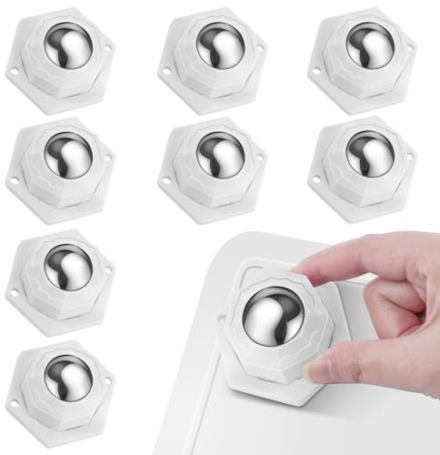 Flintronic 8 Piezas Ruedas para Muebles Pequeñas, 20 mm Ruedas Giratorias Autoadhesivas, Ruedas 360 Grados para Muebles, con Tornillos y Adhesivos, para Muebles Pequeñas Mesita Caja, Blanco