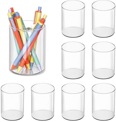 X-BLTU 8 Stück Acryl Stiftehalter, Pinselhalter Schreibtisch (Runde)