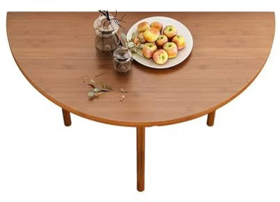 RKVXCJHDR Esstisch Bambus-Küchen-Esstisch, Faltbarer runder Tisch, moderner Couchtisch for kleine Wohnungen, Klapptisch, Halbrunder Tisch Küchen-Esstisch(A)
