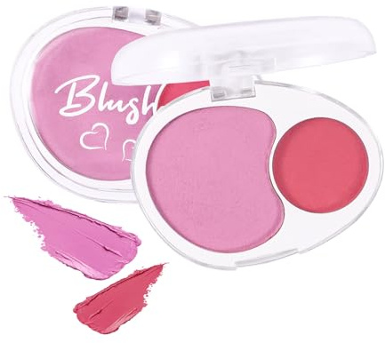 Creme Blush, 2 Farben Rosa Rouge Cream, Leichtes & Atmungsaktives Make Up Blush für Augen/Wangen/Lippen, Wasserfest & Schweißfest Lidschatten, Cremige & Ultrapigmentierte Formel, Natürlich Aussehen