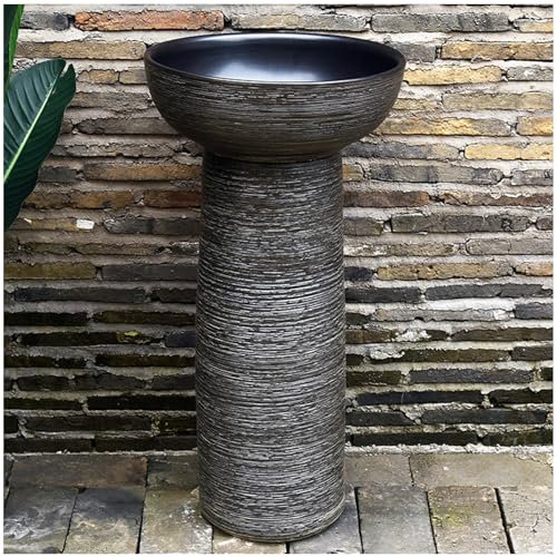 RDIAYDN Lavabo De Salle De Bain Art avec Colonne ComplèTe, Lavabo De Salle De Bain sur Colonne, Lavabo en CéRamique Et Lavabo sur Colonne, Moderne Lavabo De Sculpté à La Main,2 Piece Set