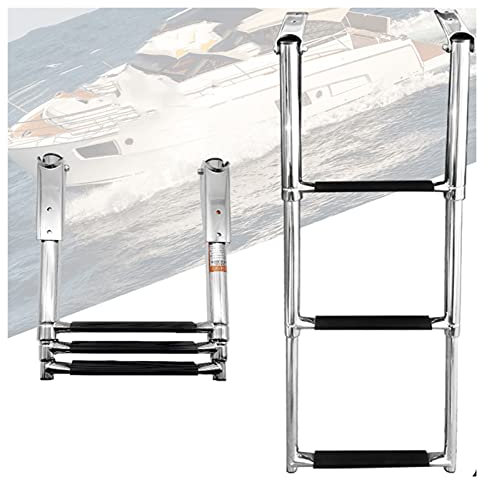 Boat 3 Step Telescopic Boat Ladder with Mounting Screws, Stainless Steel Marine Ladder for Dock/Swimming Pool/Boat Yacht Ship