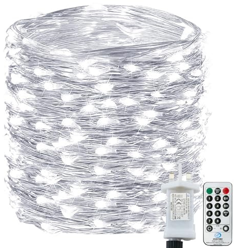 Bollengold Fairy Lights Plug in, 22M 220LED Christmas String Lights Mains Powerd, 8 Modes Waterproof Indoor Lights with Remote & Timer for Bedroom, Home, Garden(Pure White)