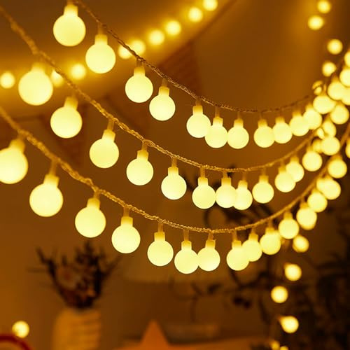 ALEGRE® Globe Lichterkette Kugeln Batterie mit Timer,1,5M 10 LED Kugel Lichterkette Batterie,Warmweiß Globe Lichterketten Innen Außen,String Lights für Hochzeit,Kinderzimmer,Weihnachten,Garten,Camping