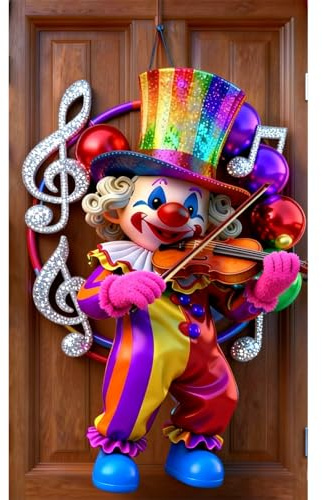 Karnevaldeko Tür, Clown Karneval Tür Abdeckung Dekoration Zirkus Deko Faschingsdeko Hängen Banner Hintergrund für Haus Haustür Veranda Türdeko Fasching Party Deko (Braun-1)