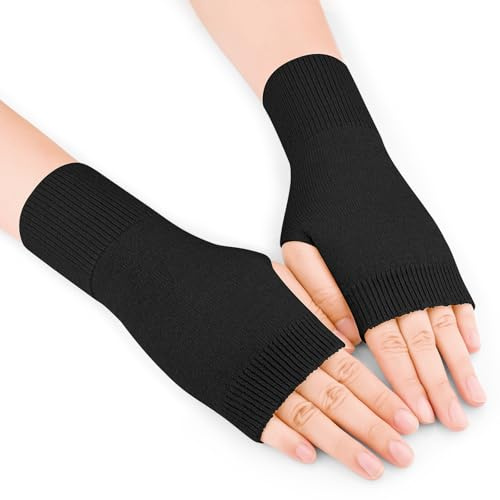 Tobfit Fingerless Gloves Winter Thermal Women's Mittens With Thumb Hole - Wrist Warmers Gifts for Women Men Girls Ladies