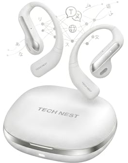 Tech Nest AI Translation Earbuds Real Time, 159 Languages Translator Earbuds for iPhone & Android, Audifonos Traductores Inglés Español, 3-in-1 Bluetooth Headphones for Travel, Business (White)