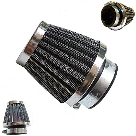 HURI Racing Sport Luftfilter 42mm im Edelstahl-Chrome Look / 125-250ccm z.B. für Flex Tech Jmstar Sachs Yiying Sukida Ecobike Benzhou Benero Tanco Hyosung Rebel Pegasus 4takt China Roller