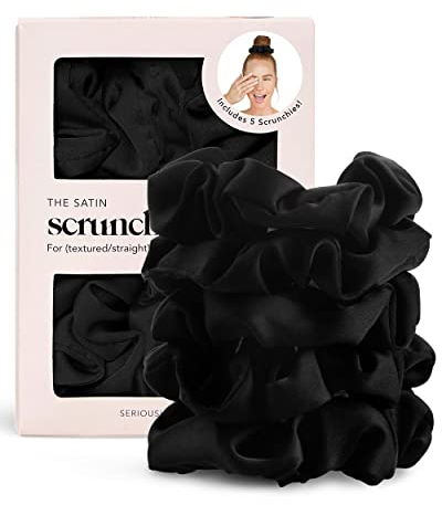 Kitsch Satin Hair Scrunchies for Women - Softer Than Silk Scrunchies for Hair | Satin Scrunchies for Girls & Stylish Satin Hair Ties for Women | Cute Satin Hair Scrunchies for Styling, 5 pack