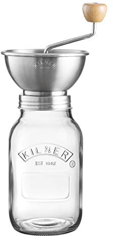 Kilner Create & Make Passiermühle - manuelle Edelstahlmühle zum Passieren von Obst und Gemüse - inklusive Vorratsglas, 1 Liter, Glas