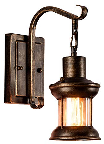 Vintage Glas Wandleuchte Rustikale Glas Wandlampe Retro Metall Schwarz Bronze Malerei Farbe Wandleuchte für Restaurant Home Bar Schlafzimmer Nachttisch Korridor Dekorieren (keine Glühbirne)