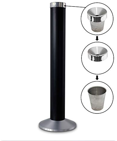 Aschenbecher Säule 81x25 cm, schwarz, Marke Szagato, Marke Szagato Made in Germany (Industrie Standaschenbecher modern Design Aschenbecher groß stehend aus ALU für innen und außen outdoor)
