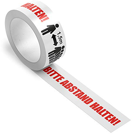 Klebeband mit Druck Bitte Abstand halten, Warnband, Bodenmarkierung (66 m) (1 Rolle)