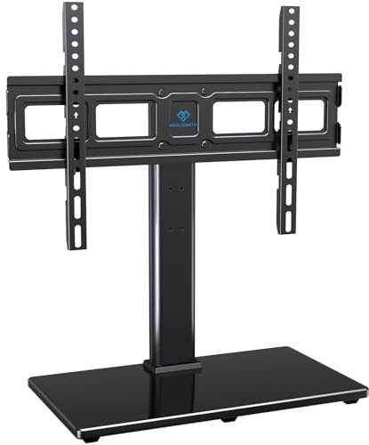 Soporte giratorio universal para TV de 37 a 70 pulgadas LCD OLED pantalla planacurvada, soporte de mesa ajustable con base de vidrio templado y gestión de cables, VESA 600 x 400 mm hasta 100