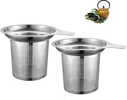 2 Pièces Passoire à Thé en Acier Inoxydable Passoire à Thé avec Poignée Passoire à Thé Premium Filtre à Thé Trou Fin Acier Inoxydable pour la Plupart des Tasses à Thé et Bols à thé
