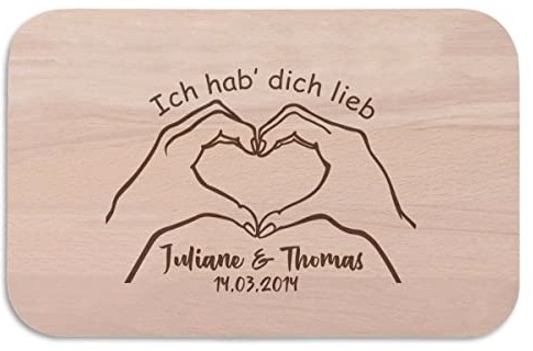 Breakfast Board Ich hab dich lieb [German Language] Gift for Lovers