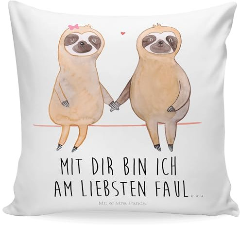 Mr. & Mrs. Panda Sitzkissen Faultier Pärchen - Geschenk, Couchkissen, Faultier Geschenk, Liebespaar, Sofakissen, Faultierpärchen, Faultier Deko,