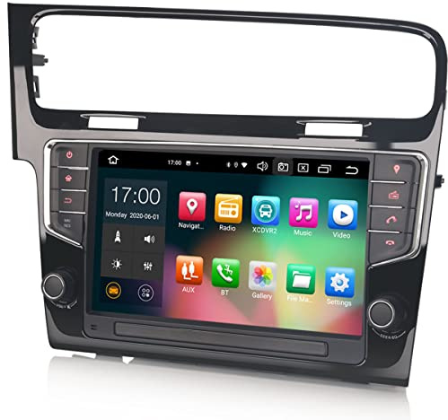 Erisin Android 14 9 Zoll 4GB RAM+64GB ROM 8-Kern Autoradio Bluetooth Mit GPS Navi für VW Golf VII/7 Unterstützt Touchscreen Wireless CarPlay Android Auto DSP DAB+ WiFi FM Radio A2DP TPMS Canbus