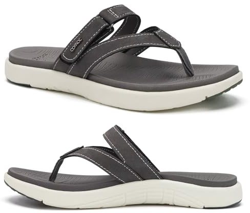 COFACE Womens Orthopedic Flip Flops Arch Support Thong Sandals Grey 9