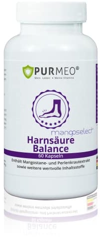 PURMEO® Harnsäure Balance – mit Mangoselect®, Perlenkraut- und Sauerkirschextrakt, 60 Kapseln – zur Unterstützung des Harnsäurestoffwechsels – vegan, laktosefrei, laborgeprüft, Made in Germany