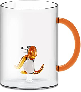 WD LIFESTYLE Tazza in vetro borosilicato in confezione regalo. Capacità: 420 ml. Figurina: Cane