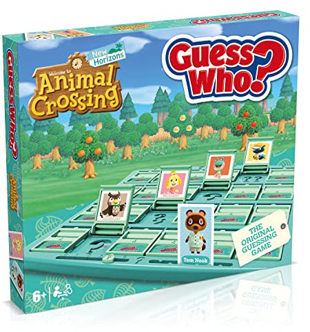 Winning Moves Animal Crossing Guess Who? Board Game, Play with Tom Nook, Margie, Harvey and Daisy Mae asking yes and no questions to reveal your opponents mystery character, gift for ages 4 plus