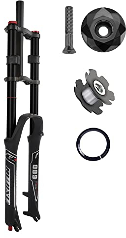RUJIXU Mountain Bike Front Suspension Fork 26 27.5 29 Inch Disc Brake Air Down Hill Fork 1-1/8 Straight 1-1/2 Tapered Mtb Triple Tree Bike Fork Travel 135mm Quick Release 2440g