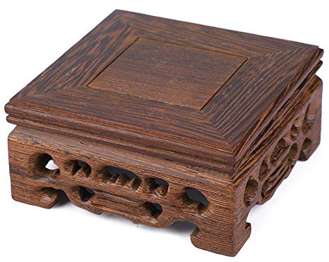 Luqeeg Wooden Display Stand - Wood Pedestal Stand, Square Teapot Vase Bonsai Base for Home Office Decoration(8x8x3.7cm)