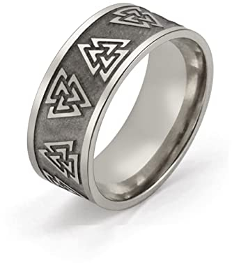 VASSAGO Vintage Valknut Wikinger Keltischer Ring Edelstahl Odin Symbol Talisman Irish Norse Pagan Schmuck für Männer Frauen, 8, Edelstahl, Kein edelstein (S, 10)