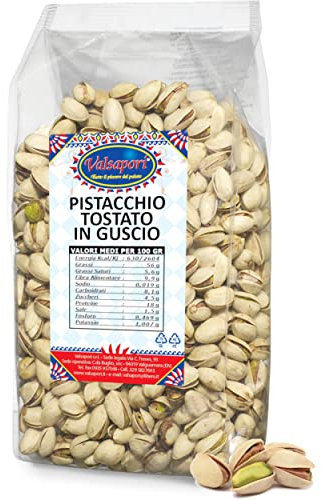 Valsapori - PISTACCHIO TOSTATO IN GUSCIO (500 gr) - Pistacchio Tostato e Salato, con Guscio, di origine Siciliana - Ricco di Magnesio, Potassio e Sali Minerali - Alta Qualità, Puro al 100%