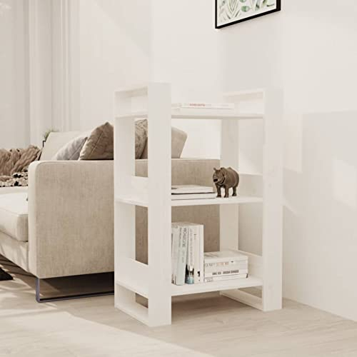 XIAOGUANG Bücherregal/Raumteiler, Raumteiler Regal, Standregal, Bookcase, Bücherwand, Büroregal, Regalbrett, Weiß 60x35x91 cm Massivholz Kiefer