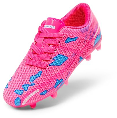 DREAM PAIRS Boots Shoes Kids Girls Soccer Athletics Training Sport Running Shoes Teenager Indoor Outdoor Cleats Sneakers for Unisex,Size 5 Big Kid,Hot Pink/Blue,SDSO2301K