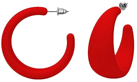 Soul-Cats 1 paire de boucles d'oreilles créoles en plastique boucles d'oreilles clous d'oreille en acrylique créoles rétro, couleur : rouge