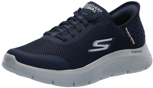 Skechers Go Walk Flex Hands Up, Zapatillas Hombre, Navy and Grey Textile/Synthetic, 46 EU