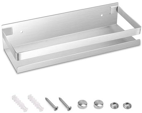 Newellsail Duschablage Edelstahl Badezimmer Duschregal Wandmontage Badregal Rechteckiges Lagerung Organizer Regale für Küche Badezimmer Wohnzimmer 30cm (Silber)