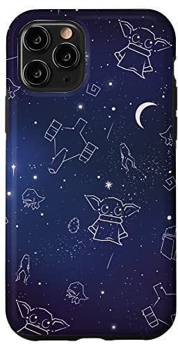 iPhone 11 Pro Star Wars The Mandalorian Grogu Galaxy Midnight Blue Case