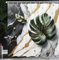 ABAKUHAUS Monstera Duschvorhang, Natur Abstrakter Marmorhintergrunddruck mit goldenen Gelbtönen Blätter, Stoffliches Gewebe Badezimmerdekorationsset mit Haken, 175 x 200 cm, Dimgray Jägergrün
