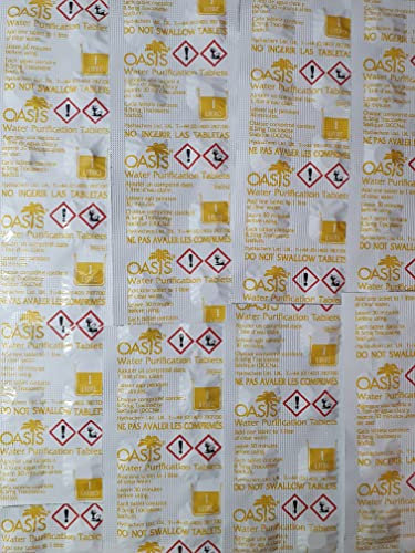 Emergency Water Purification Tablets Oasis 8.5mg tabs Treats Water -250 Tablets